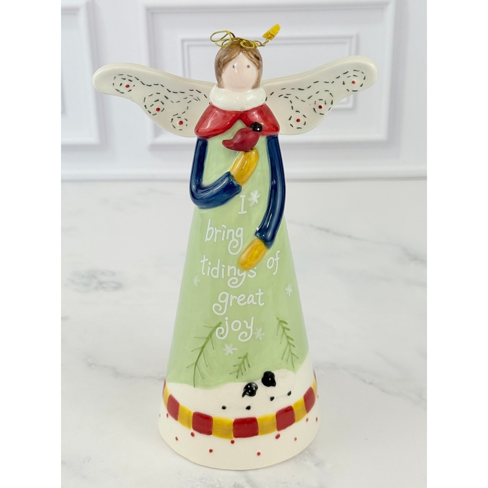 VTG Ceramic Christmas Angel "Tidings of Great Joy" 7" Tall